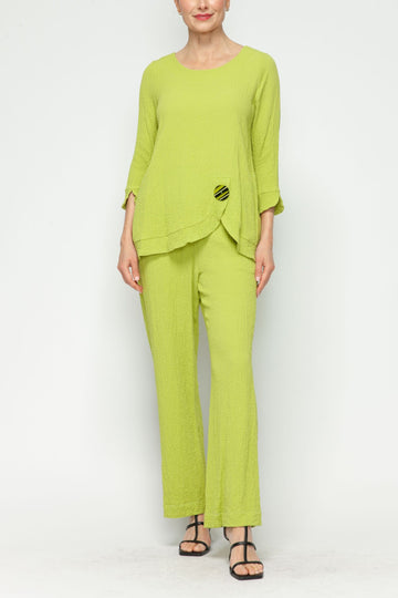 Lime Sweep Band One Button Top